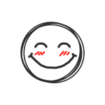 Pictogramme noir et rouge d'un smiley heureux