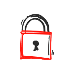 Pictogramme noir et rouge d'un cadenas fermé