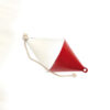 Bouée rouge et blanche en métal recyclé avec cordelette