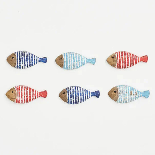 Magnet poisson rayé bois